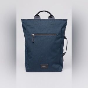 Sandqvist Tony Vegan 2-Way Tote Backpack Navy Recycled Laptop Bag NWT